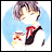 A 48x48 pixel buddy icon featuring a cartoon character with brown hair and red tie against a blue circular background, paired with "Anime IM" text on black.