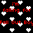 Black background with scattered white pixel hearts and repeated red text 'I'm falling for Fall Out Boy' in a retro digital style.
