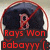Pixelated icon shows dark figure with red accents inside circular frame, overlaid by bold red text reading 'Rays Won Babayy' on black background.