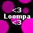 Black background with scattered magenta and pink circles, white text 'Loompa' and '<3' symbols repeated across the image.