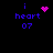 Pixelated blue text 'i heart 07' with a pink heart symbol above the text, displayed on a black background.