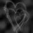 A 48x48 pixel animated buddy icon featuring a heart-shaped outline that transitions from dark to light tones across two frames, displayed in a contact sheet layout with gray transparency background.