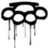 Black and white pixelated icon with four circular shapes connected by a horizontal bar, featuring vertical drips below each circle on a plain background.
