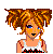 Pixel art contact sheet showing three frames of a punk-themed animated buddy icon with text and character details.