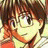 A 48x48 pixel buddy icon featuring a close-up of an anime-style character with brown hair and large eyes on the left, paired with