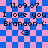 Blue and pink checkered background with repeated text "11.09.07 I love you Brandon (: <3" in black pixelated font, two identical copies side-by-side.