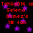 Red pixelated text on black background with purple stars, repeating 'TahliaD16 is Selena Gomez's 1# fan' in two