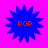 Four identical blue starburst shapes with red text "POP" on a bright pink background, arranged in a