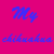 A pink background displays a of chihuahua head images with blue text reading 'My chihuahua' in the top-left corner