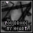 12 animated frames showing a broken heart icon with text 'YOU BROKE MY HEART' in pink and white pixelated letters over a grayscale background