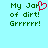 Pixelated text on light blue background with green letters and red heart symbol replacing 'o' in 'Jar'.