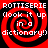 Red and black spiral pattern with white text reading 'ROTTISERIE look it up in a dictionary!' repeated across four quadrants.