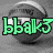 Pixelated green text 'bbalk' overlaid on a grayscale sphere with visible pixelation and shading.