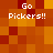 Pixelated orange and red background with repeated white text "Go Pickers!!" in four quadrants