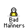 Animated contact sheet of a pixel art stick figure icon with yellow shirt and white head, showing 20 sequential frames arranged in 5x4 grid on gray background.