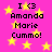 Pixelated text on a pink background with yellow stars, reading 'I <3 Amanda Marie Cummo!' in four identical sections.