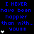 Blue pixelated text on black background reads "I NEVER have been happier than with... YOU!!!!!" with white heart symbols appearing and disappearing in sequence.