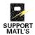 Static pixel art icon with a dark rectangular frame containing abstract shapes and a bright yellow streak, below which is bold text reading SUPPORT MATL'S.