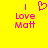 Yellow background with pink pixelated text 'I Love Matt' and a heart symbol above the word 'Love', where the heart is animated to pulse.