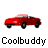 A contact sheet of 10 animated frames showing a red convertible car in various poses and angles, with the text "Coolbuddy" beneath each frame.