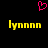 A black background displays a pink pixelated heart symbol above two identical yellow text strings reading 'lynnnn' with slight visual distortion.