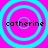 Four identical cyan concentric circles on a bright pink background with the text 'catherine' in black pixelated font centered in each circle.