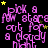 A black background displays repeated purple text reading "pick a few stars out for a cloudy night." with scattered yellow and green stars.