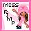 Pixelated icon with pink border showing stylized text and a figure in dynamic pose against light background.