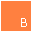 Two side-by-side square display a pixelated letter B in contrasting color schemes, one with white B on orange background, the other with orange B on white background