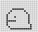 Pixelated black and white icon showing a stylized face with circular outline, two dots for eyes, and a curved mouth, displayed across multiple -aligned frames