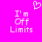 Pixelated text 'I'm Off Limits' in white on bright pink background with a pixelated heart symbol above the text.