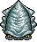 Pixel art buddy icon showing a blue-gray spiky creature with white highlights and yellow feet in two animation frames.