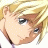 A 48x48 pixel buddy icon featuring a close-up of an anime-style character's face on the left and text elements on a black background on the right, displayed as a contact sheet with two frames.