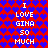 Red and blue pixelated heart pattern background with white text reading "I LOVE GINA SO MUCH" in two identical vertical