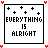 25 pixel-art icons displaying 'EVERYTHING IS ALRIGHT' text with varying star patterns and color changes across frames