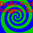 Four green and blue spiral patterns with red text repeating 'Devils RocRangers Su' across the top and bottom sections.