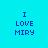 Four variations of a pixelated text design on cyan background with pink bars, each displaying "I LOVE MIRY" in blue block letters.