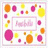 A static icon with a white background featuring pink, orange, and yellow circular shapes surrounding a central rectangular frame containing pixelated text.