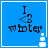 Blue square icon with black text 'I <3 winter' and a white snowman graphic, animated to alternate between two states.