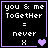 Four identical black square with purple borders display pixelated text and heart symbols, each showing a different number of hearts