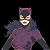 Pixelated Buddy icon featuring Catwoman character on left and green text logo on right against black background