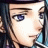 Pixelated anime-style character face with blue hair and purple eyes on left, next to black background with white pixelated text "Anime IM" above smaller cursive "cOm" on right.