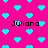 A static image with a bright pink background filled with cyan pixelated hearts and repeated black text reading "Juliana".