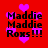 Red background with pink hearts and repeated text "Maddie Maddie !!!" in black pixelated font