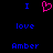 Static pixel art displays blue text and a pink heart symbol on a black background.