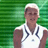 Static 48x48 pixel icon of a person in a white sports jersey with dark blue accents against a green striped background, rendered at low resolution with visible pixelation and dithering effects.