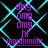 Pixelated cyan background with repeated purple text 'omg', 'hi', and '!!!!!!!!' in four quadrants