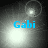 Four grayscale display a glowing light effect with blue text "Gabi" in each, showing sequential animation of the light's position and intensity