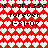 Pixelated red and white heart pattern with repeated text 'x vanessa x forever 1-31-07' in black font across two mirrored sections.