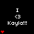 Pixel art icon with black background showing 'I <3 Kayla!!!' text and red heart symbols in varying quantities across frames.